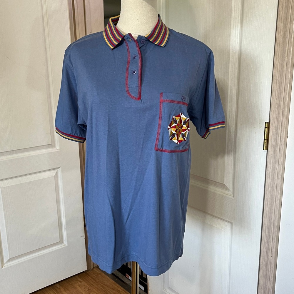 Vintage‎ IZOD Sport Polo Shirt Ladies Small Striped Collar Embroidered Pocket